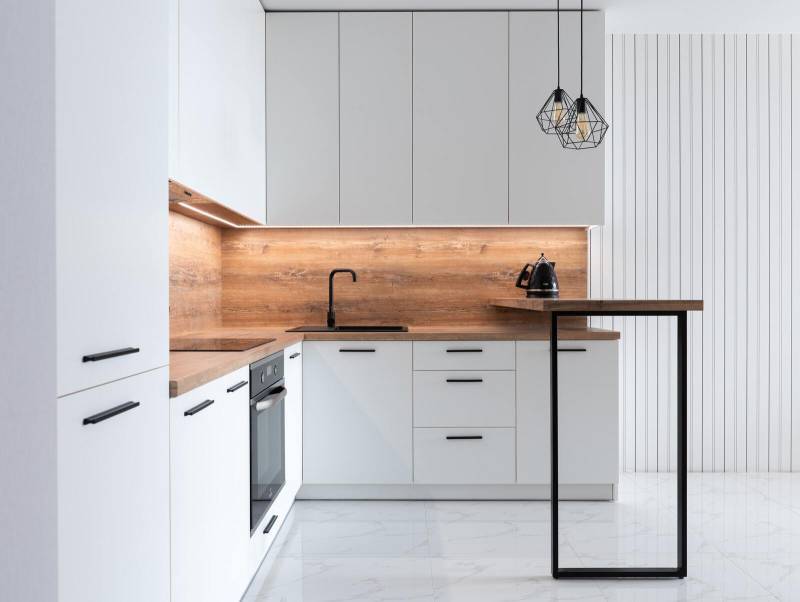 Rénovation cuisine avec plan de travail en bois Rouen