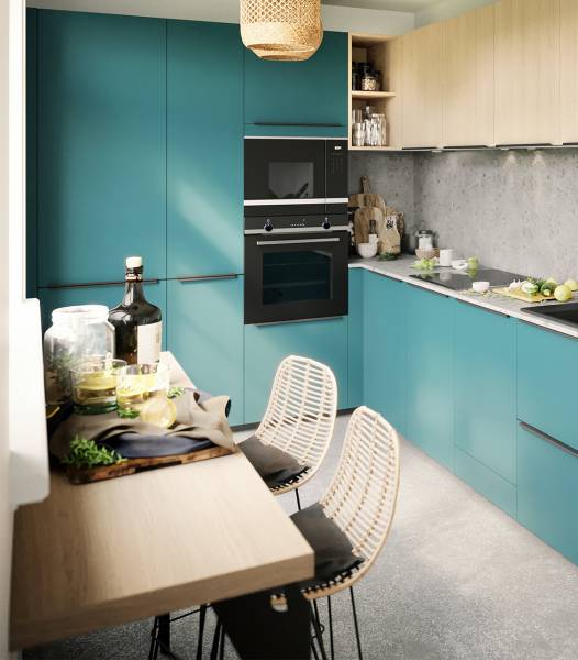 Cuisine sur mesure bicolore avec plinthes basses Barentin